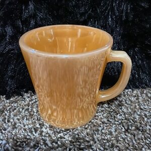 Vintage Anchor Hocking FireKing Mug Coffee Cup‎ Peach Lustre D Handle